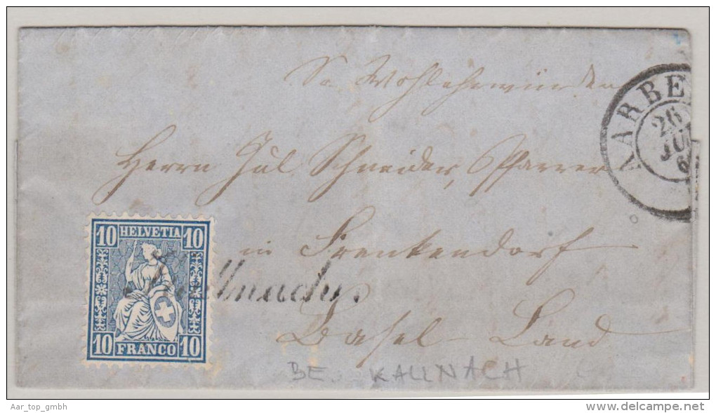 Heimat BE KALLNACH 1865-07-26 Schreibschrift Stempel Auf Brief Nach Basel Zu#31 - Cartas & Documentos