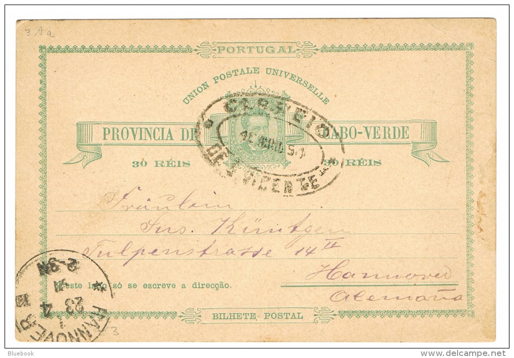 RB 1064 -  1891 Postal Stationery Card - Oval Postmark Cabo Verde Cape Verde Ex Portugal To Hannover Germany - Cape Verde