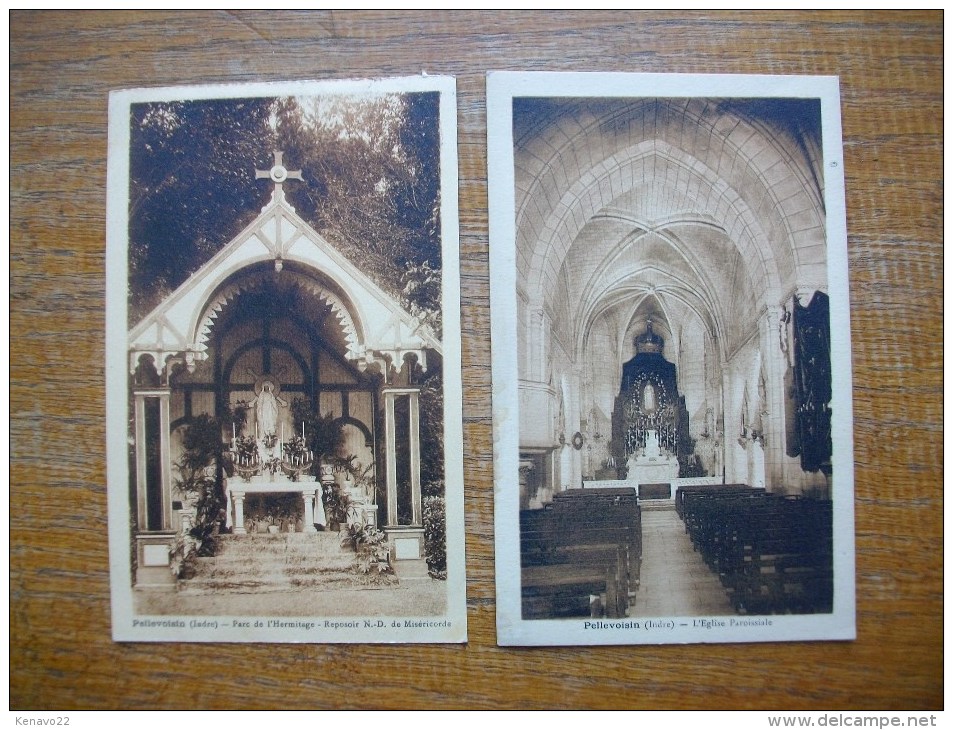 2 Cartes De Pellevoisin , Parc De L´hermitage Reposoir N.d. De Méséricorde , L´église Paroissiale - Autres & Non Classés