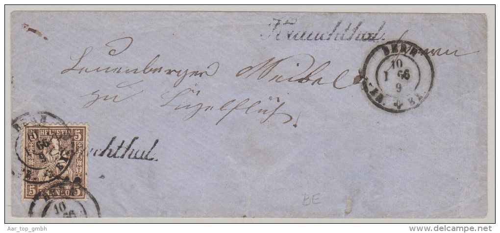 Heimat BE KRAUCHTAL 1866-01-10 Schreibschrift Stempel Auf Brief Nach Lützelflüh Mi#31 - Briefe U. Dokumente