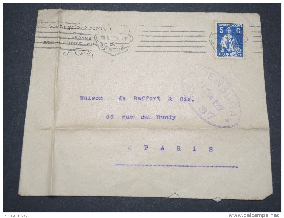 PORTUGAL - Enveloppe Pour La France En 1917 Avec Censure - Lot P12279 - Lettres & Documents