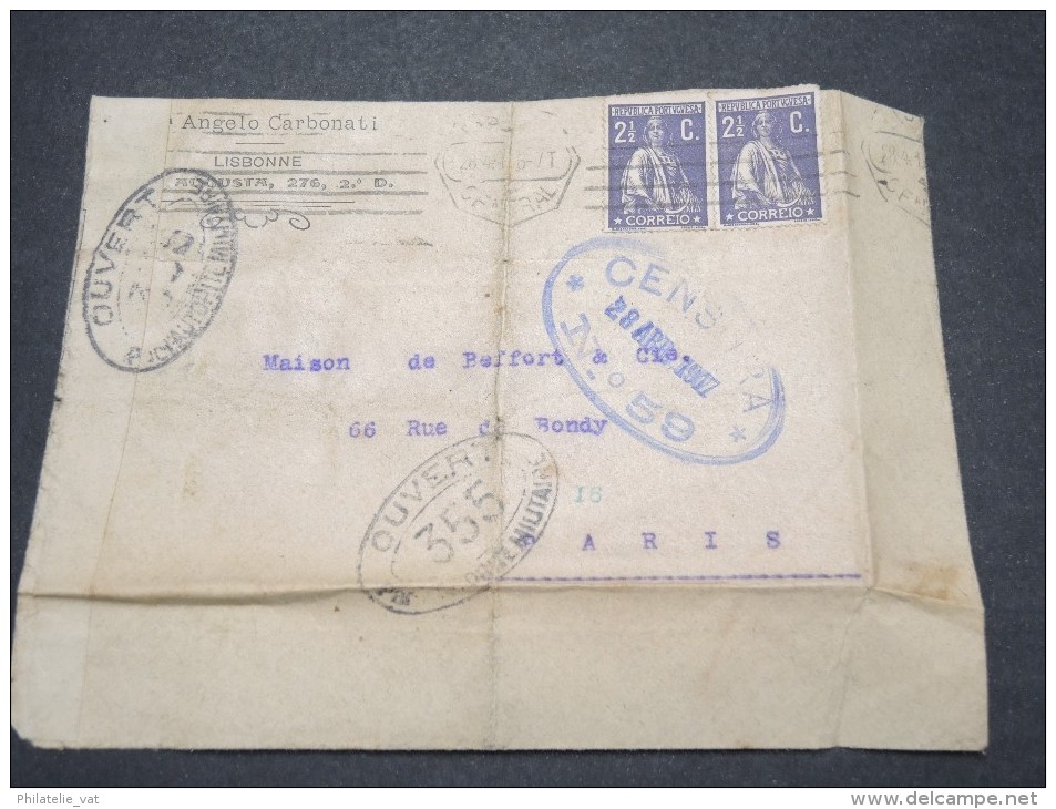 PORTUGAL - Enveloppe Pour La France En 1917 Avec Censure - Lot P12280 - Lettres & Documents