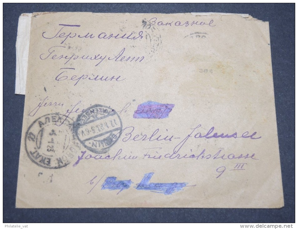 RUSSIE- Enveloppe Pour La France En 1923 - Aff Spectaculaire Au Verso - Lot P12282 - Covers & Documents