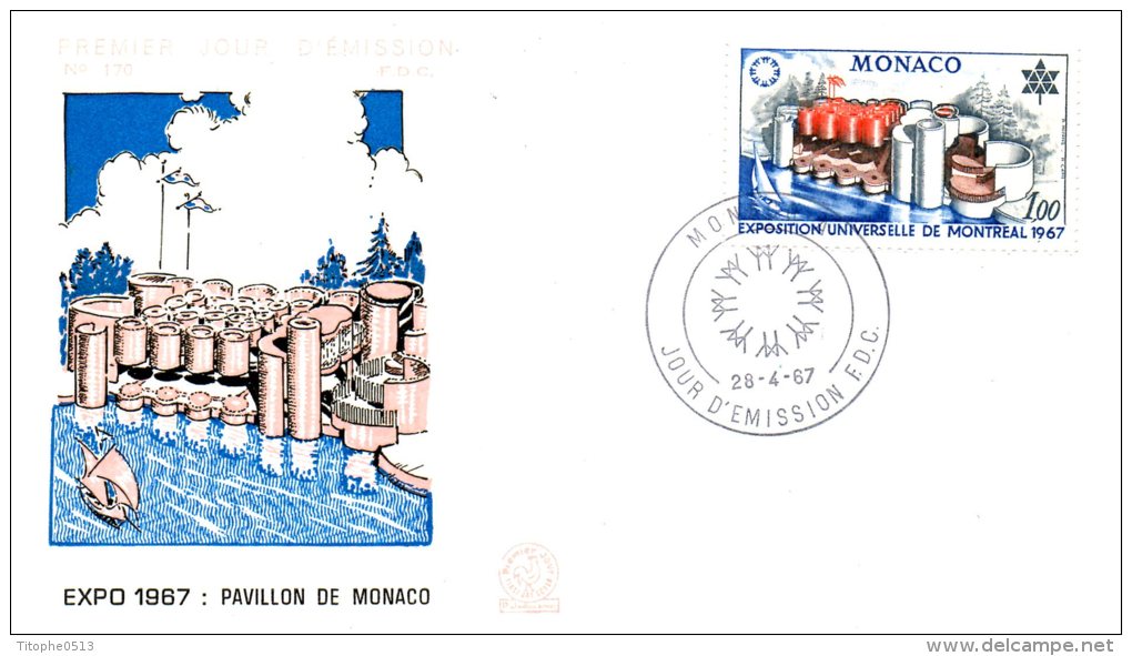 MONACO. N°727 De 1967 Sur Enveloppe 1er Jour. Expo. De Montréal. - 1967 – Montréal (Canada)