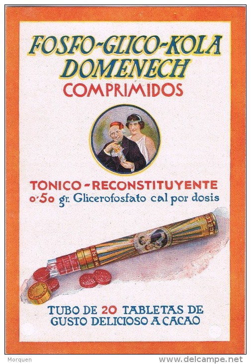 15549. Propaganda Folleto Triptico FOSFO GLICO COLA Domenech. Tonico De Barcelona - Advertising