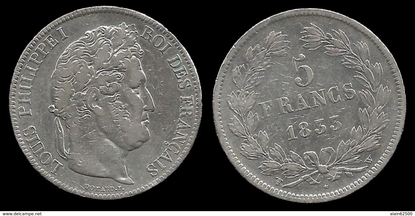 LOUIS - PHILIPPE I . 5 FRANCS . TÊTE LAUREE . 1833 W . ( LILLE ). TRANCHE EN RELIEF . - 5 Francs
