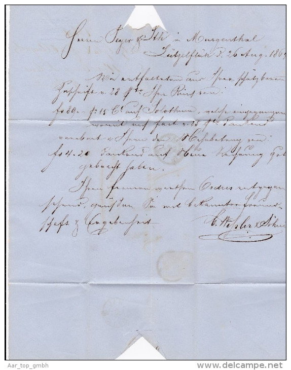 Heimat BE LÜTZELFLÜH 1864-08-27 Brief Nach Murgenthal Mit 10Rp Blau Sitzende Helvetia - Briefe U. Dokumente