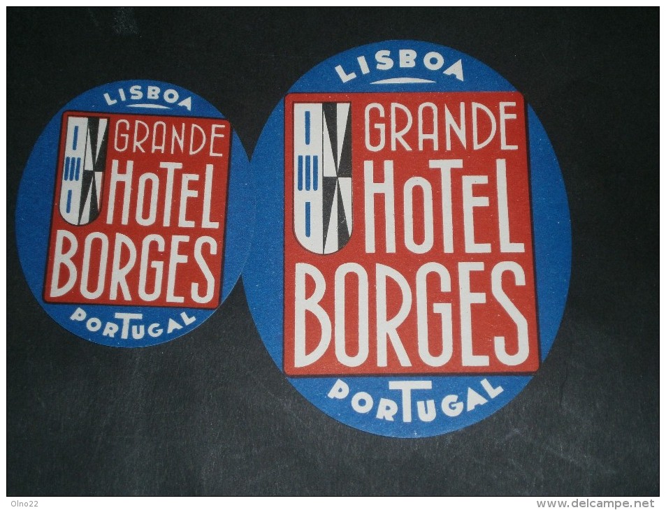 2 ETIQUETTES COLLANTES POUR VALISES-  GRAND HOTEL BORGES - LISBOA PORTUGAL - Publicités