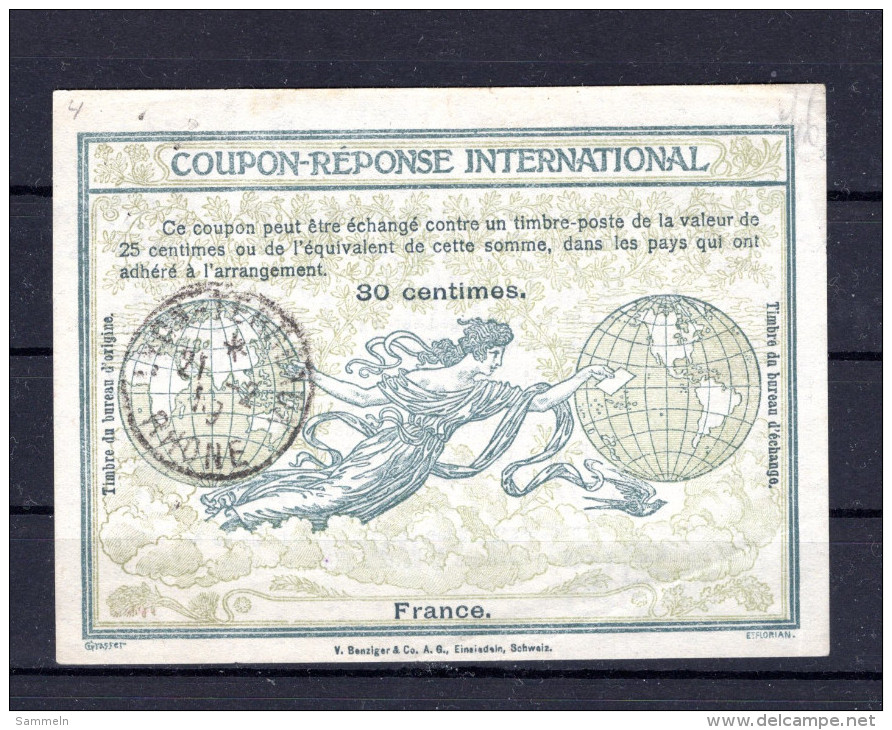 8049 IAS IRC CRI Coupon Reponse International France Frankreich T4 Mit Stempel - Cupón-respuesta