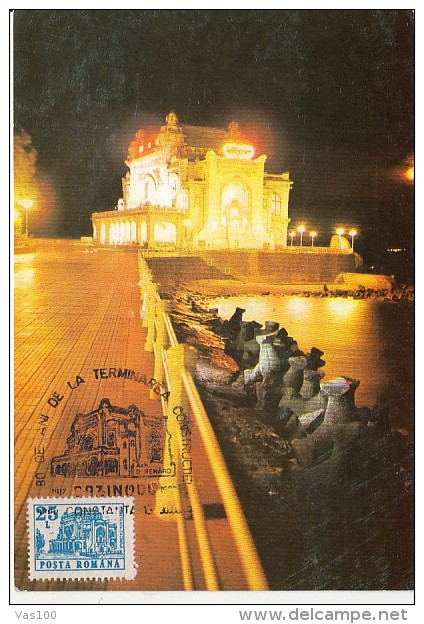 TOURISM, CONSTANTA CASINO BY NIGHT, CM, MAXICARD, CARTES MAXIMUM, 1992, ROMANIA - Other & Unclassified
