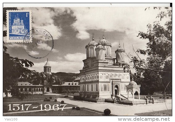 ARCHITECTURE, CURTEA DE ARGES MONASTERY, CM, MAXICARD, CARTES MAXIMUM, 1967, ROMANIA - Abbayes & Monastères