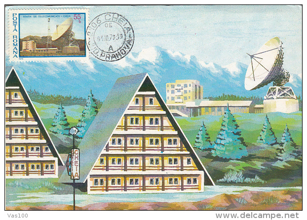 TOURISM, CHEIA INN, SATELLITE DISH, CM, MAXICARD, CARTES MAXIMUM, 1979, ROMANIA - Other & Unclassified