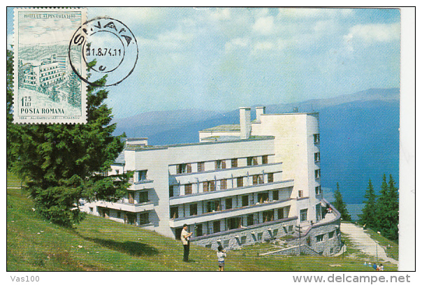 TOURISM, SINAIA 1400 HEIGHT HOTEL, CM, MAXICARD, CARTES MAXIMUM, 1974, ROMANIA - Hôtellerie - Horeca