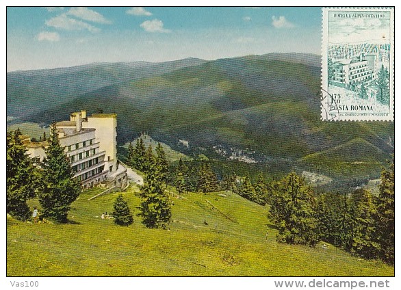 TOURISM, SINAIA 1400 HEIGHT HOTEL, CM, MAXICARD, CARTES MAXIMUM, 1974, ROMANIA - Hôtellerie - Horeca