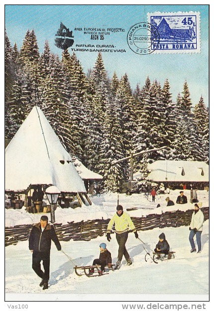 TOURISM, POIANA BRASOV DACIAN BARN RESTAURANT, CM, MAXICARD, CARTES MAXIMUM, 1995, ROMANIA - Hôtellerie - Horeca