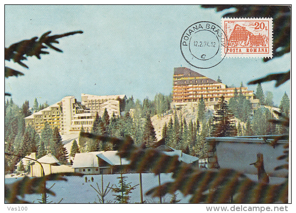 TOURISM, POIANA BRASOV HOTELS, CM, MAXICARD, CARTES MAXIMUM, 1994, ROMANIA - Hôtellerie - Horeca