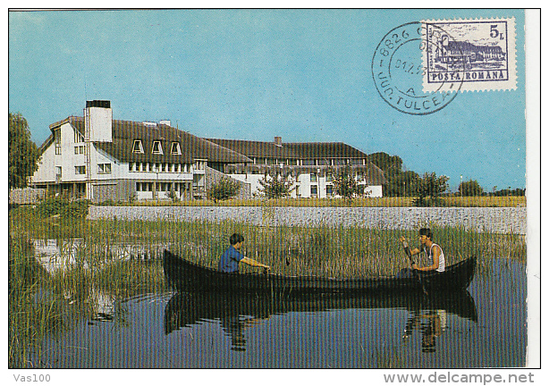 TOURISM, DANUBE DELTA SWAN HOTEL, BOAT, CM, MAXICARD, CARTES MAXIMUM, 1993, ROMANIA - Hôtellerie - Horeca