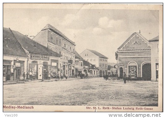 CPA MEDIAS- STEFAN LUDWIG ROTH STREET, SQUARE, HORSE CARRIAGE, VINTAGE SQUARE - Romania