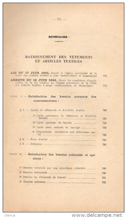 Recueil Des Actes Administratifs De L´AISNE Sous Occupation Allemande , En 1941 , Rationnement Des Vêtements - Documents Historiques