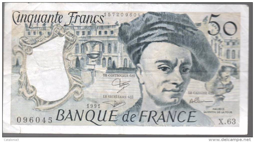 FRANCIA - FRANCE = 50 Franc 1991  P-152 - 50 F 1976-1992 ''quentin De La Tour''