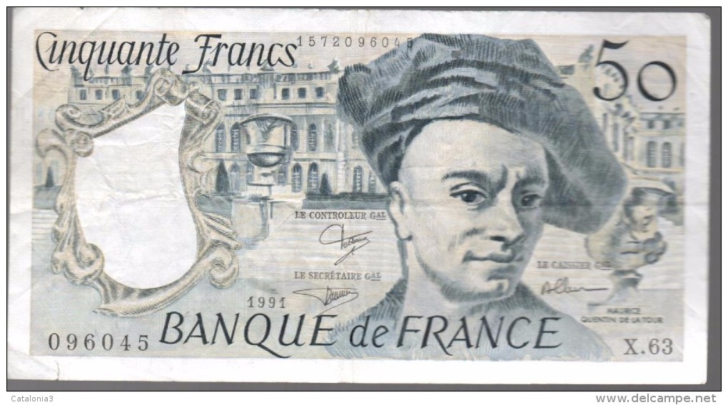 FRANCIA - FRANCE = 50 Franc 1991  P-152 - 50 F 1976-1992 ''Quentin De La Tour''