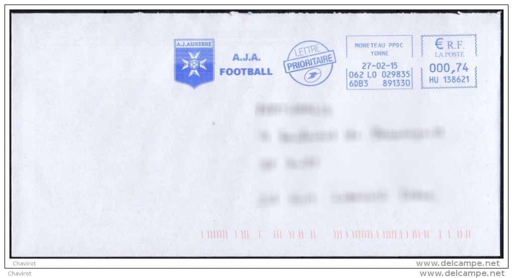 A. J. A. - AUXERRE - AJA - Football - France - 2015 - Enveloppe Entière - EMA - Meter - Freistempel - Other & Unclassified