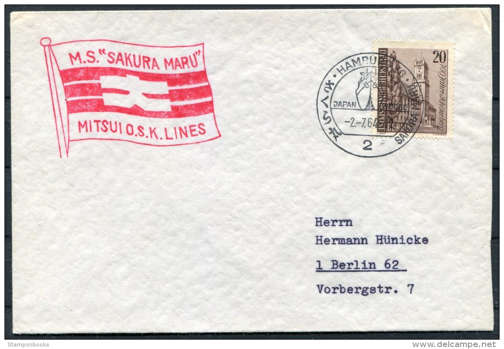 1964 Germany Bremerhaven Japan O.S.K. Lines Tokyo M.S. SAKURA - MARU Ship Cover - Covers & Documents