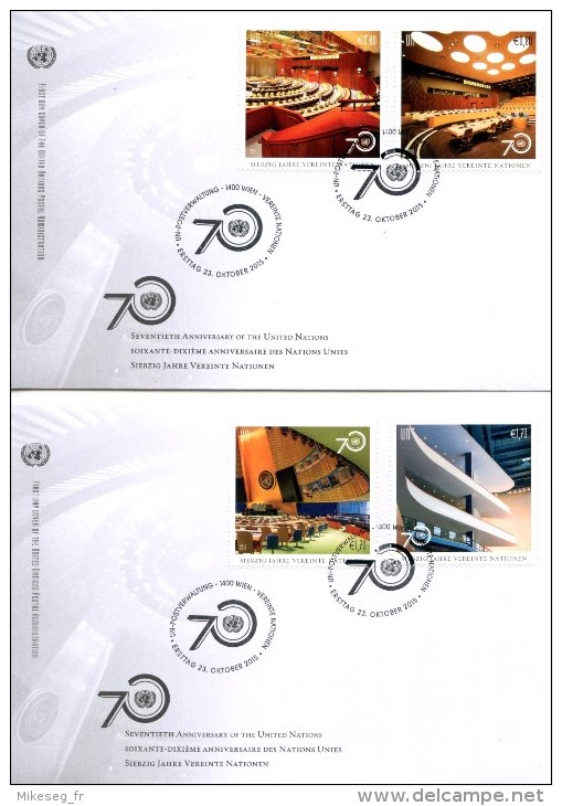 ONU Vienne 2015 - 2 FDC UN 70th "siebzig Jahre Vereinte Nationen" - FDC