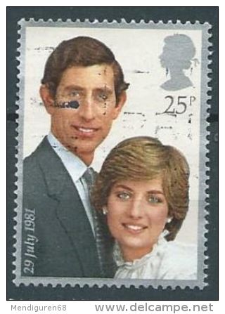 GB  1981 Royal Wedding: Prince Charles And Lady Diana Spencer  25p.  SG 1161 SC 951 MI 885 YV 1002 - Used Stamps