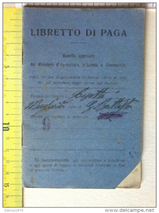 Libretto Di Paga - Anno 1933 - Timbri Dei Mesi Lavorativi Con Le Paghe - Istruzioni E Norme Giuridiche Del Lavoro. - Altri & Non Classificati