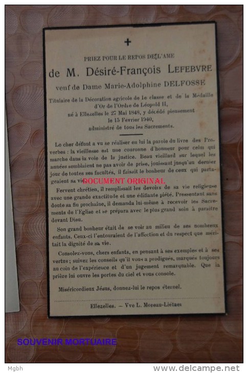 Désiré Lefebvre Delfosse Ellezelles 1848-1940 - Ellezelles