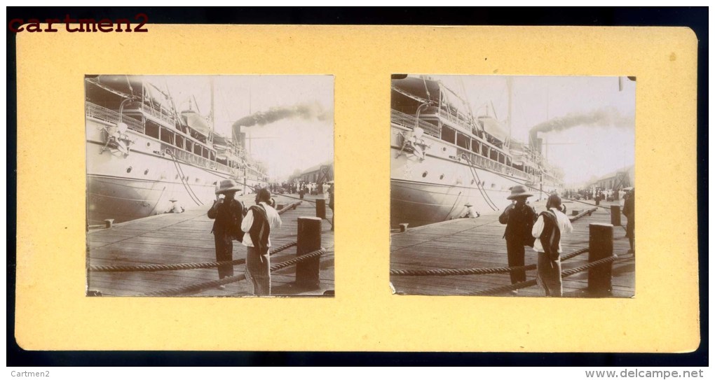 SINGAPOUR PAQUEBOT ERNEST SIMONS BATEAU MESSAGERIES MARITIMES PHOTOGRAPHIE STEREO VIETNAM INDOCHINE VIET-NAM - Singapur