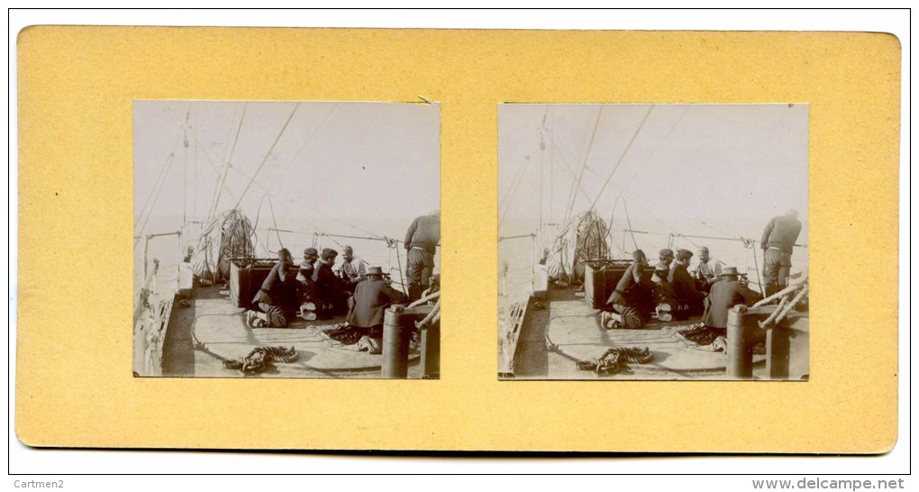 PAQUEBOT ERNEST SIMONS DINER DES ARABES BATEAU DANS LE CANAL DE SUEZ EGYPTE PHOTOGRAPHIE STEREO VIETNAM INDOCHINE - Steamers