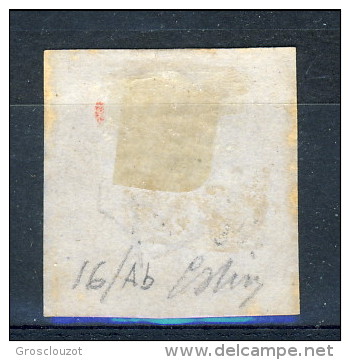 Sardegna C. 40 Vermiglio Arancio Chiaro (tinta 1857), N. 16Ab, Annullo Savona 3-4-1858 (G. Oliva) Cat. &euro; 800 - Sardegna