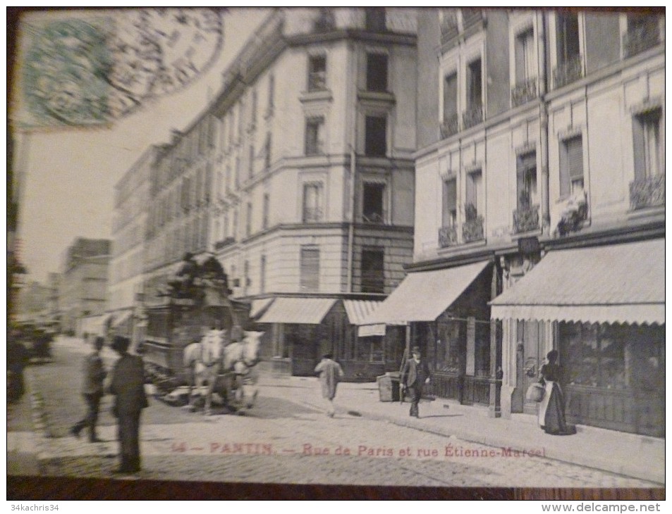 CPA  Seine Saint Denis Pantin Rue De Paris Et Rue Etienne Marcel Tramway à Cheval - Pantin