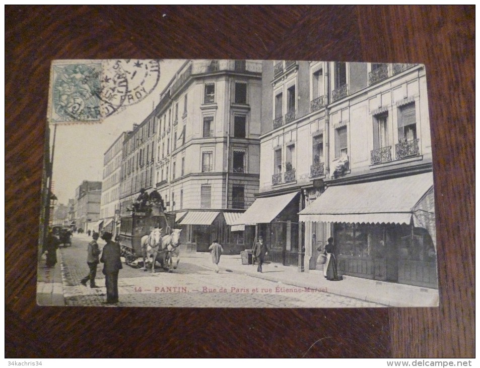 CPA  Seine Saint Denis Pantin Rue De Paris Et Rue Etienne Marcel Tramway à Cheval - Pantin