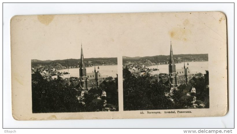 4 Stereo Cards Norway Norwegen Trondhjem Vrangfoss Kragero Arendal 1906 - Norvège