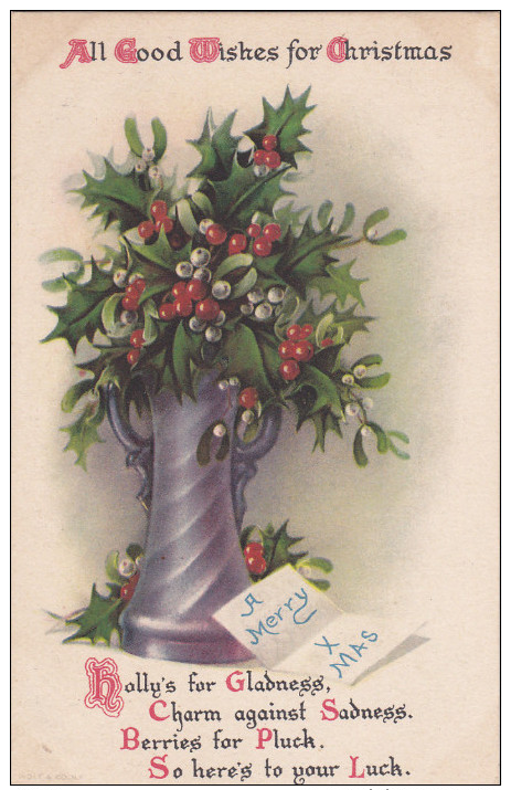 CHRISTMAS; 1900-1910's; A Merry Xmas, All Good Wishes For Christmas - Autres & Non Classés