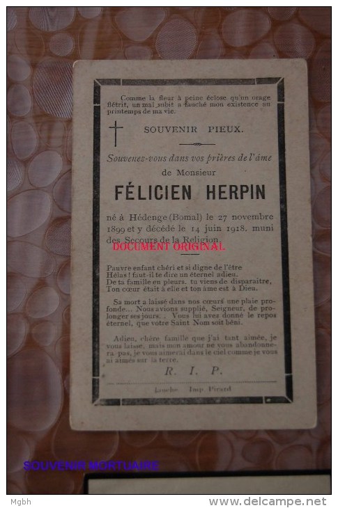 Félicien Herpin - Hédenge 1899 1918 - Ramillies