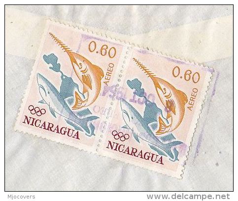 1964 Air Mail NICARAGUA COVER Multi Stamps SHARK SWARDFISH Fish To GB - Nicaragua