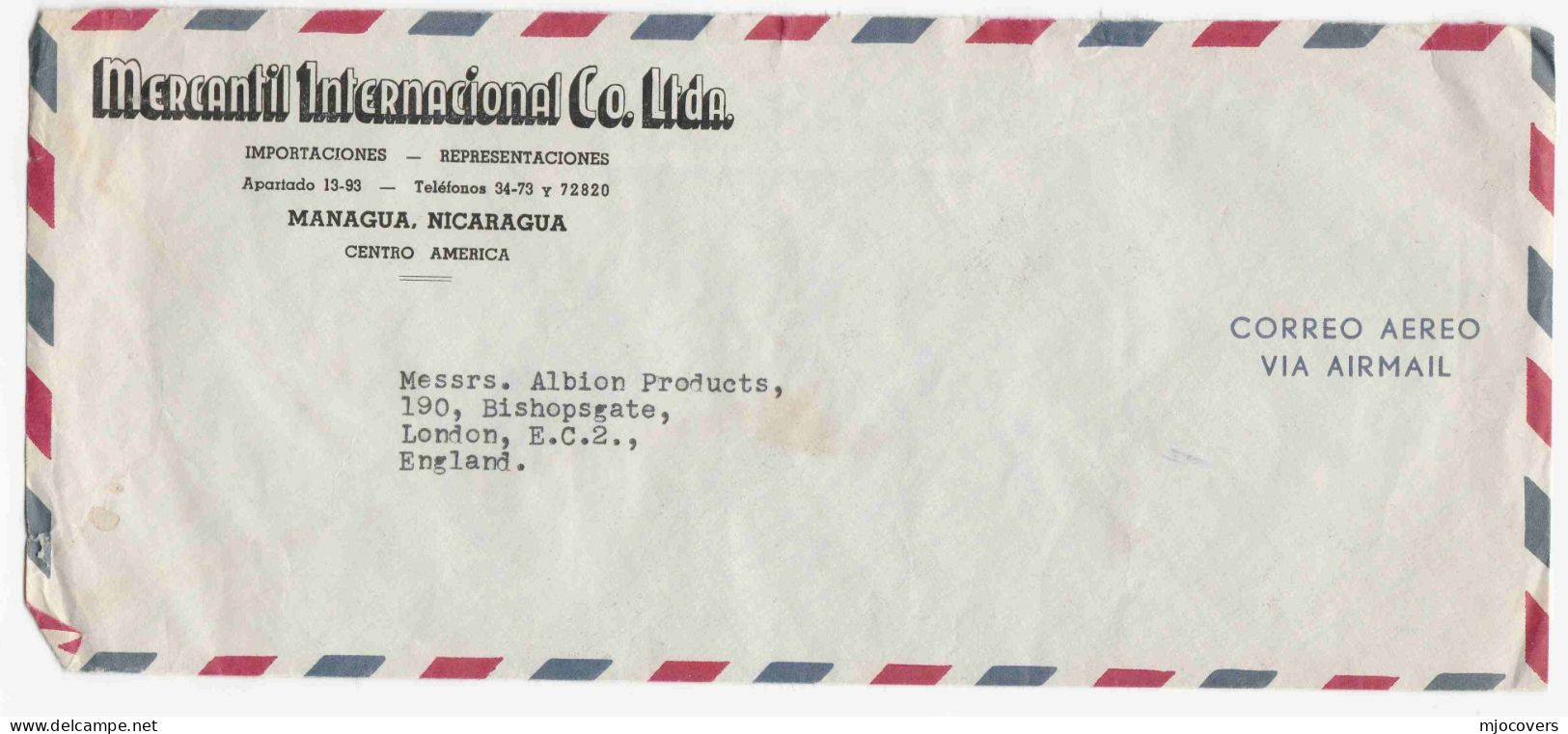 1964 Air Mail NICARAGUA COVER Multi Stamps SHARK SWARDFISH Fish To GB - Nicaragua