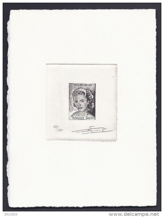 PROJET DE POINCON PRINCESSE GRACE MONACO PROOF SIGNED LACAQUE NON ADOPTE 1991 REALISE PAR SLANIA 1993 - Covers & Documents