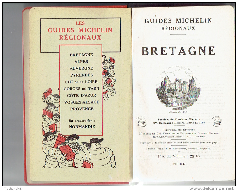 GUIDE MICHELIN 1931-1932 BRETAGNE - Michelin (guides)
