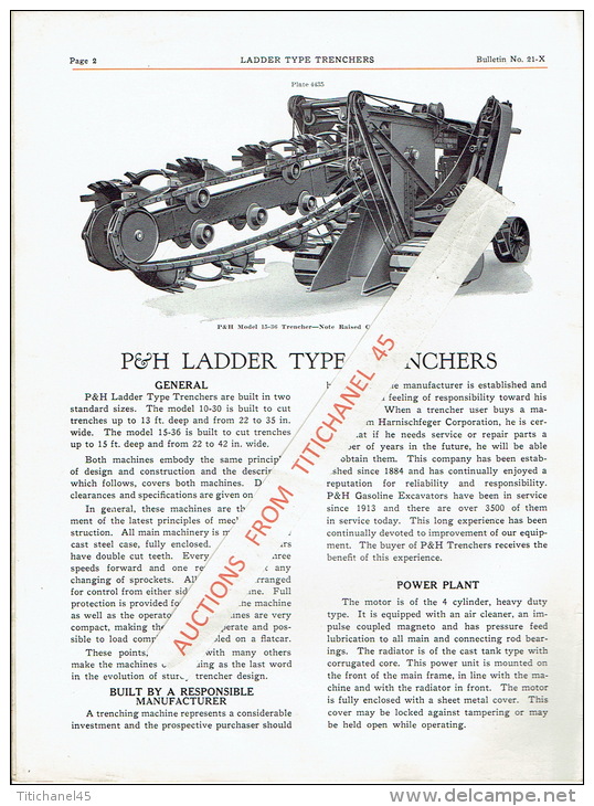 Prospectus 1930 HANISCHFEGER CORPORATION MILWAUKEE WISCONSIN - LADDER TYPE EXCAVATORS TRENCHERS - DRAGLINE - CRANE - Advertising