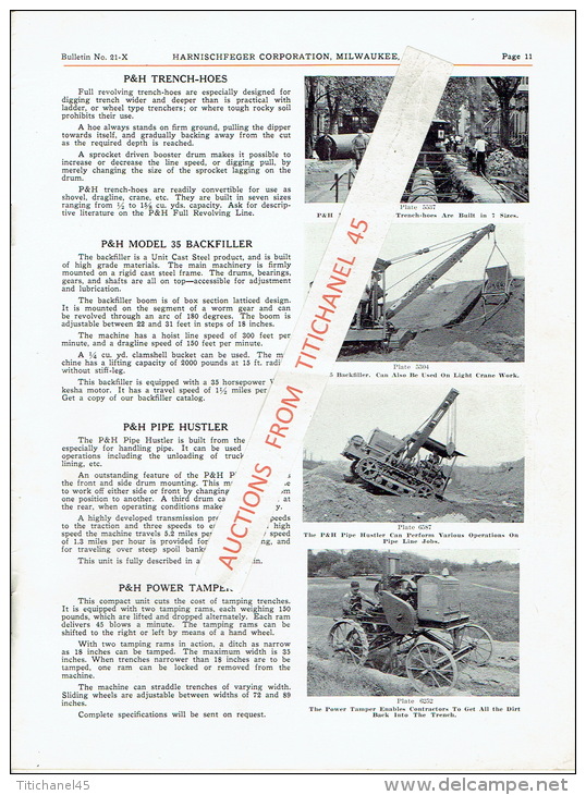 Prospectus 1930 HANISCHFEGER CORPORATION MILWAUKEE WISCONSIN - LADDER TYPE EXCAVATORS TRENCHERS - DRAGLINE - CRANE