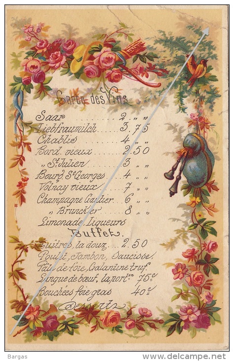 Menu Belle Illustration Mars 1882 - Menus