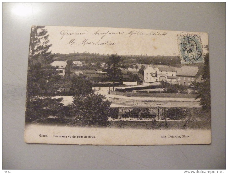 A326. CPA. BELGIQUE. GLONS. Panorama Vu Du Pont De Brus.. Rare Beau Plan . écrite & Voyagée 1905 - Bassenge