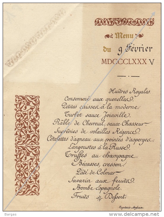 Menu 1885 Adresse Ministre De L'agriculture - Menus