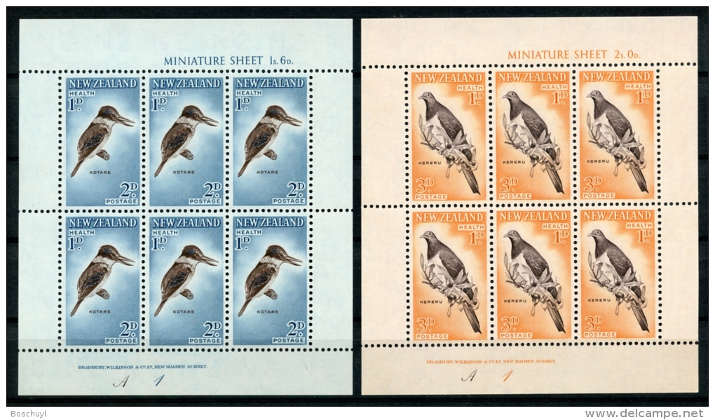 New Zealand, 1960, Birds, Health, MNH Sheetlets, Michel 413-414C - Altri & Non Classificati