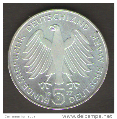 GERMANIA 5 MARCHI 1977 200 Th ANNIVERSARY BIRTH OF CARL FRIEDRICH GAUSS AG SILVER - 5 Mark